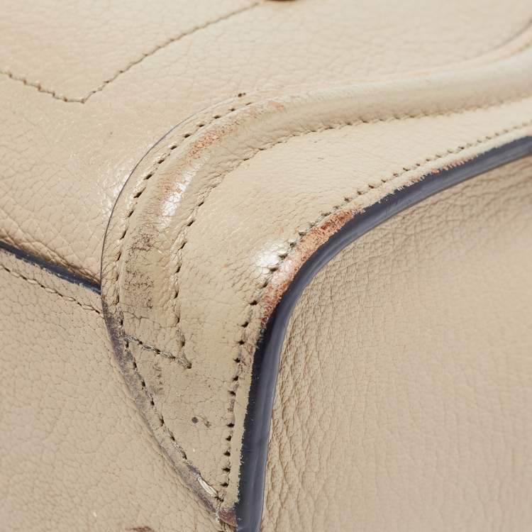 Pre Owned Celine Beige Leather Nano Luggage Tote