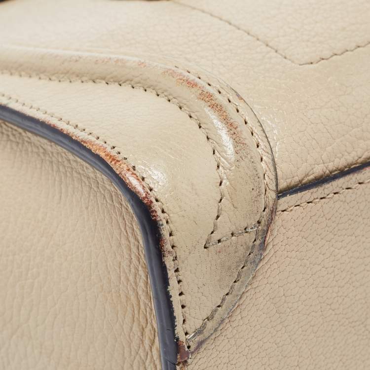 Pre Owned Celine Beige Leather Nano Luggage Tote