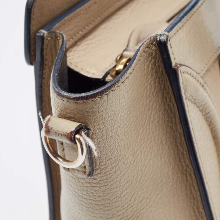 Pre Owned Celine Beige Leather Nano Luggage Tote