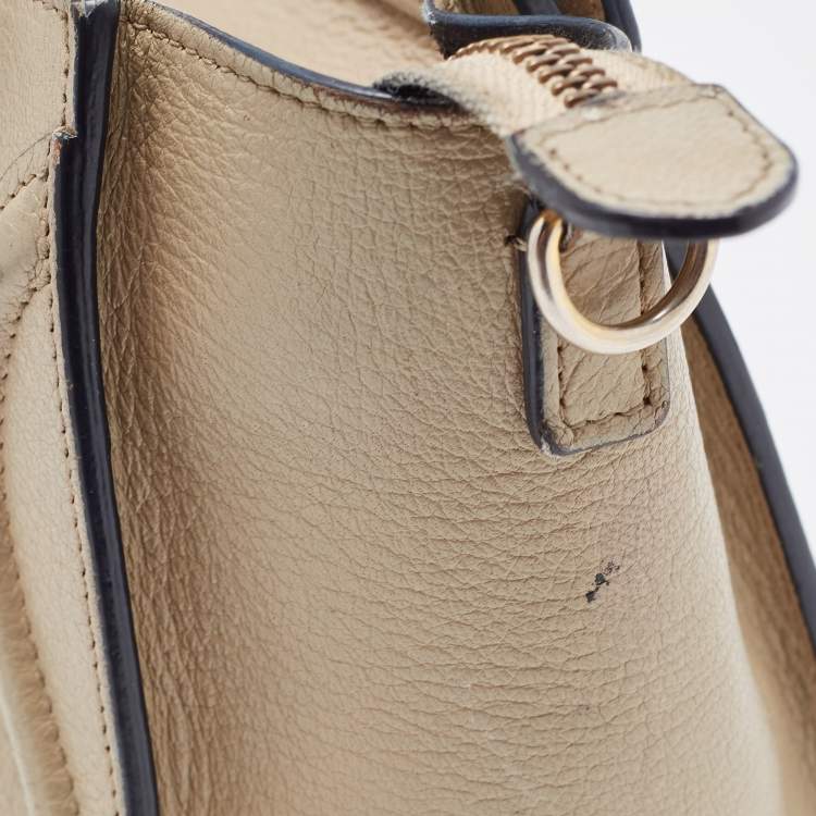 Pre Owned Celine Beige Leather Nano Luggage Tote