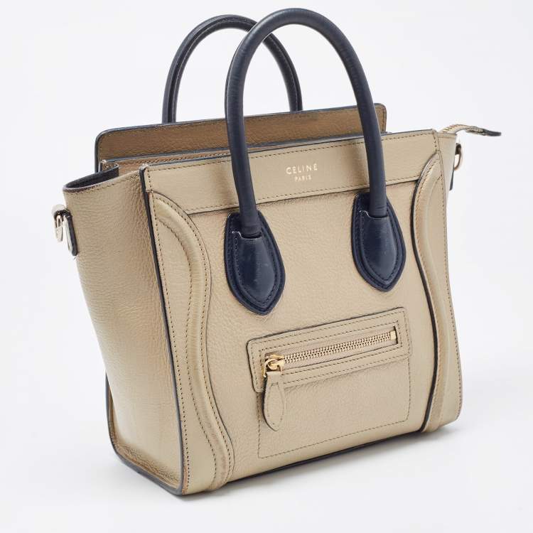 Pre Owned Celine Beige Leather Nano Luggage Tote