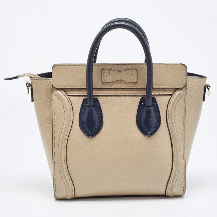 Pre Owned Celine Beige Leather Nano Luggage Tote
