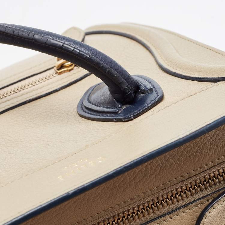 Pre Owned Celine Beige Leather Nano Luggage Tote