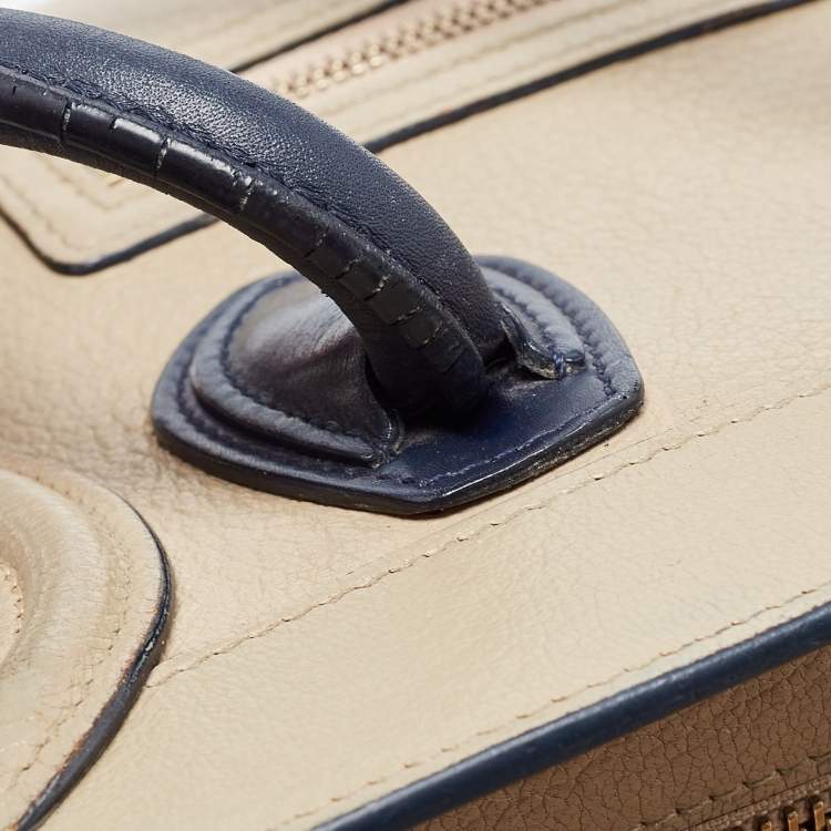 Pre Owned Celine Beige Leather Nano Luggage Tote