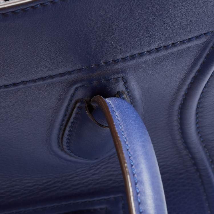 Pre Owned Celine Blue Leather Medium Phantom Luggage Tote