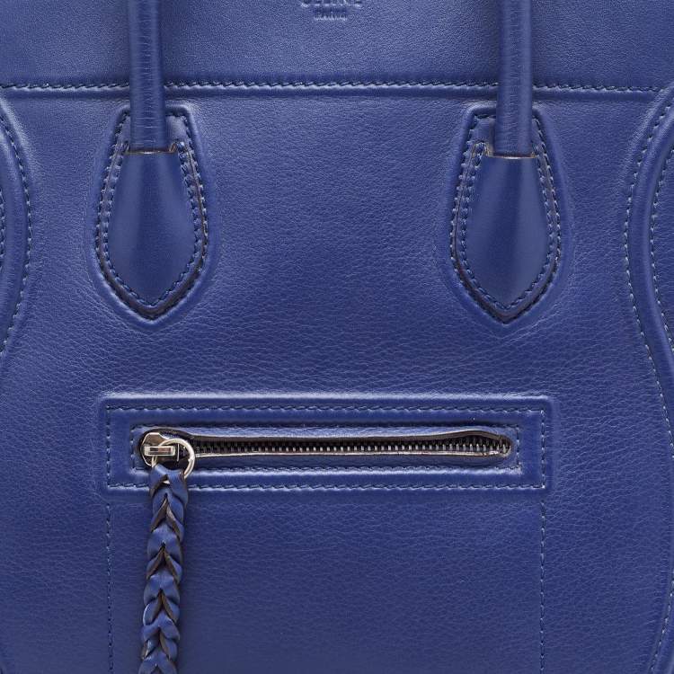 Pre Owned Celine Blue Leather Medium Phantom Luggage Tote
