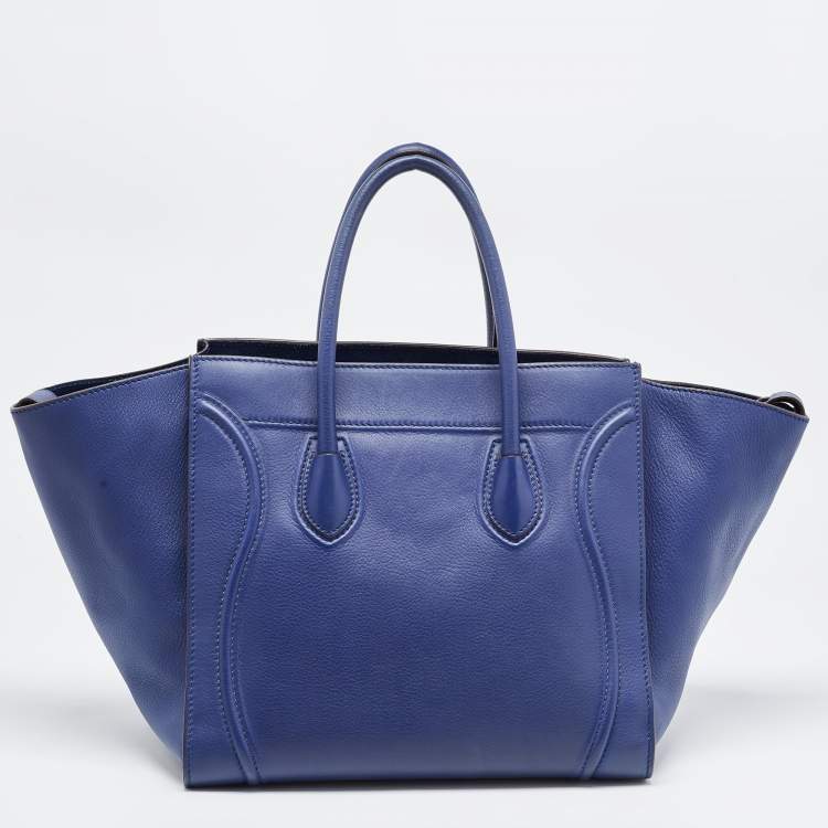 Pre Owned Celine Blue Leather Medium Phantom Luggage Tote