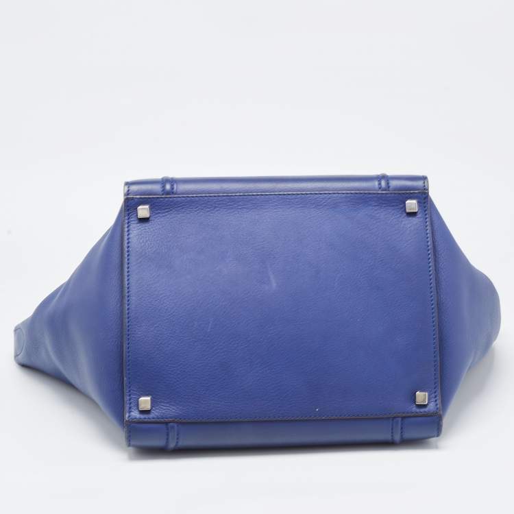 Pre Owned Celine Blue Leather Medium Phantom Luggage Tote