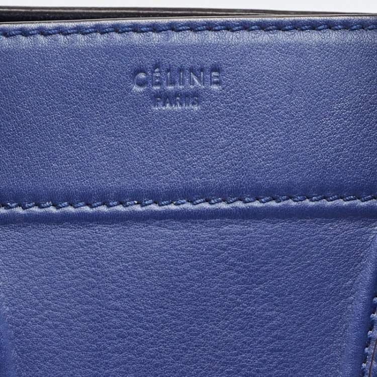 Pre Owned Celine Blue Leather Medium Phantom Luggage Tote