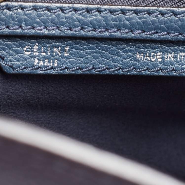 Pre Owned Celine Blue Leather Micro Luggage Tote