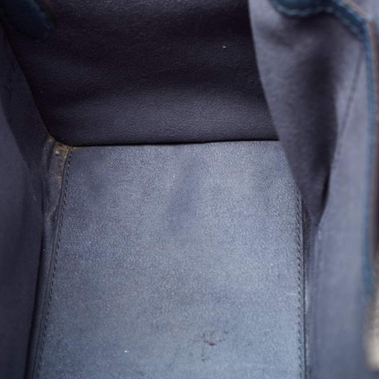 Pre Owned Celine Blue Leather Micro Luggage Tote