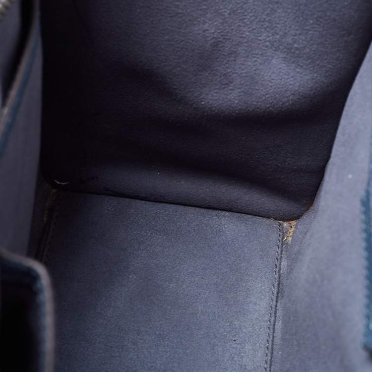 Pre Owned Celine Blue Leather Micro Luggage Tote