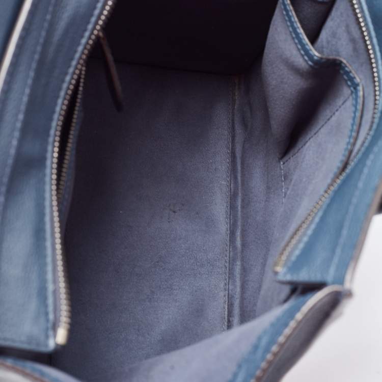 Pre Owned Celine Blue Leather Micro Luggage Tote