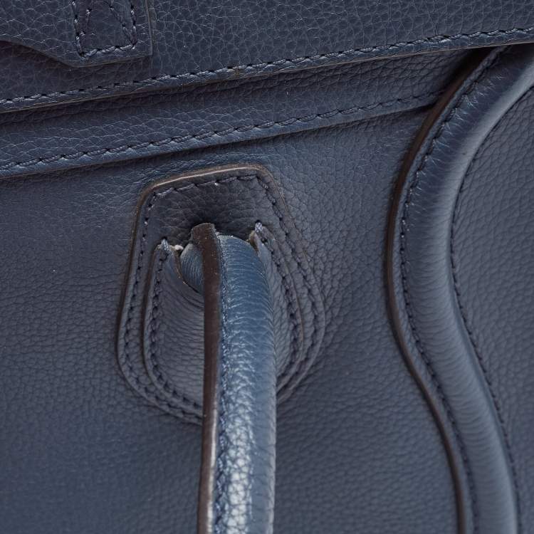 Pre Owned Celine Blue Leather Micro Luggage Tote