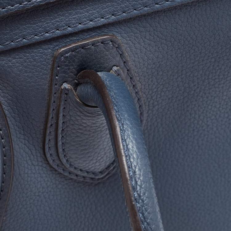 Pre Owned Celine Blue Leather Micro Luggage Tote