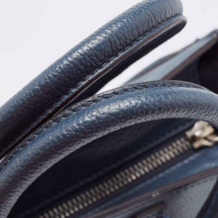 Pre Owned Celine Blue Leather Micro Luggage Tote