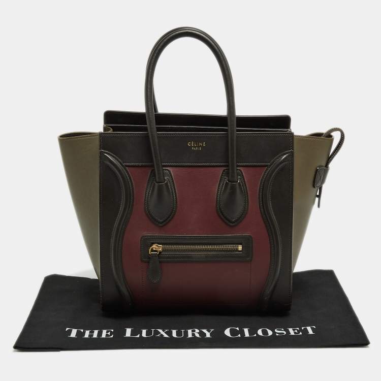 Pre Owned Celine Tri Color Leather Micro Luggage Tote