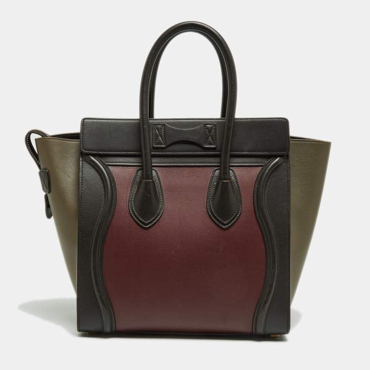 Pre Owned Celine Tri Color Leather Micro Luggage Tote