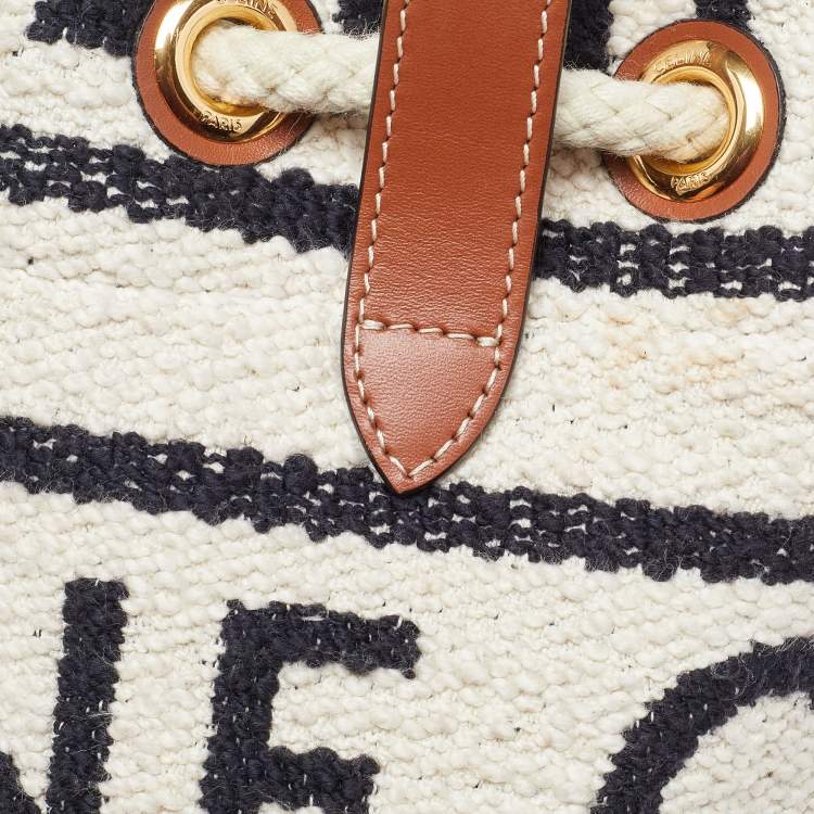 Pre Owned Celine Tricolor Canvas and Leather Striped Teen Drawstring Bag