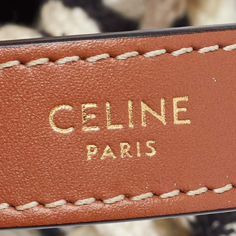 Pre Owned Celine Tricolor Canvas and Leather Striped Teen Drawstring Bag