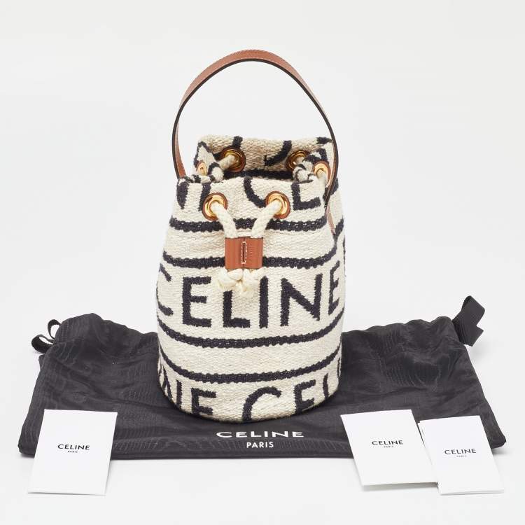 Pre Owned Celine Tricolor Canvas and Leather Striped Teen Drawstring Bag