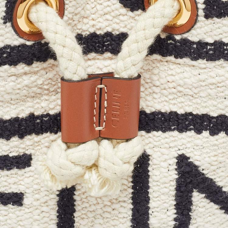 Pre Owned Celine Tricolor Canvas and Leather Striped Teen Drawstring Bag