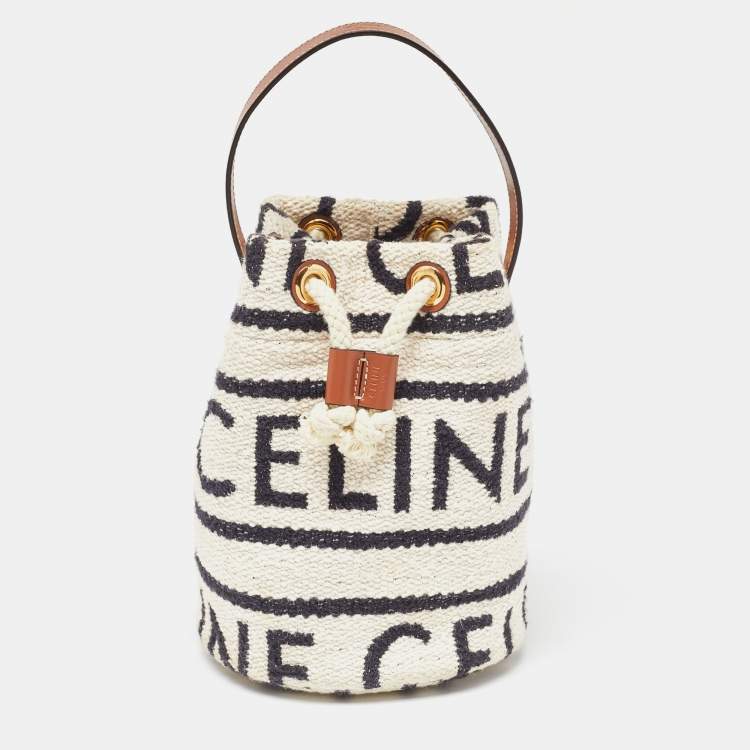 Pre Owned Celine Tricolor Canvas and Leather Striped Teen Drawstring Bag