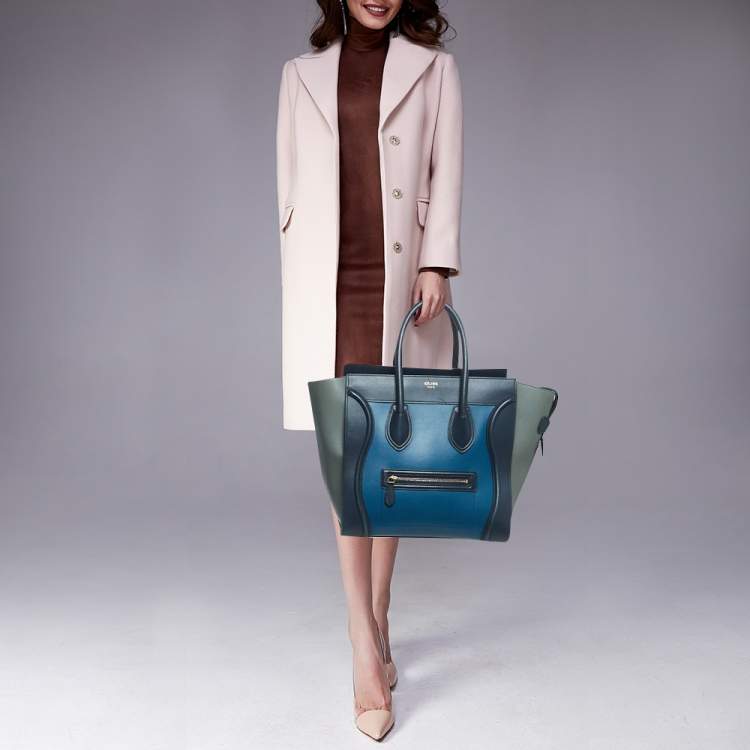 Pre Owned Celine Multicolor Leather Mini Luggage Tote