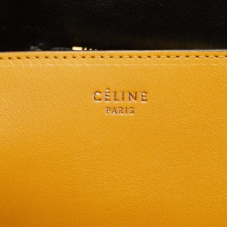 Pre Owned Celine Mustard/Black Leather Flap Blade Flap Bag