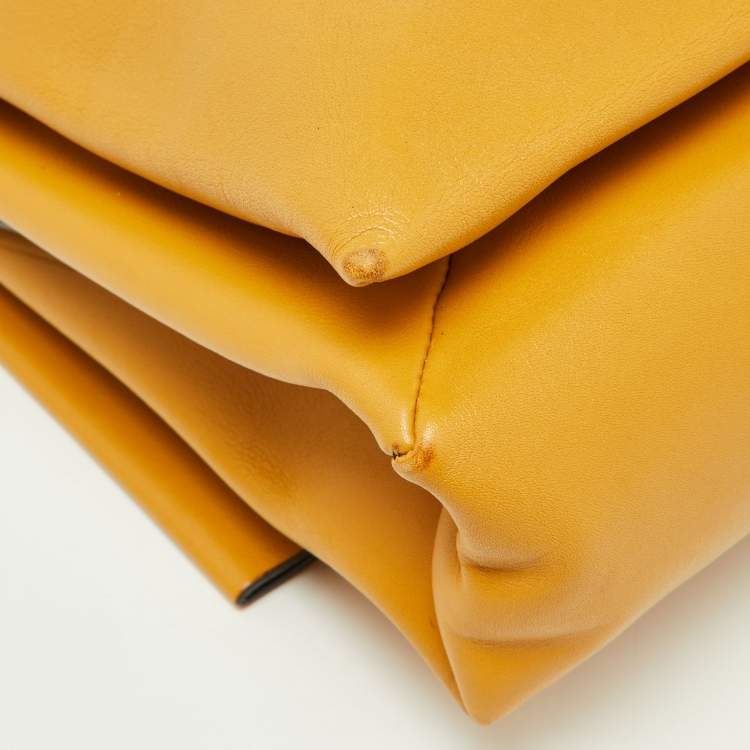 Pre Owned Celine Mustard/Black Leather Flap Blade Flap Bag