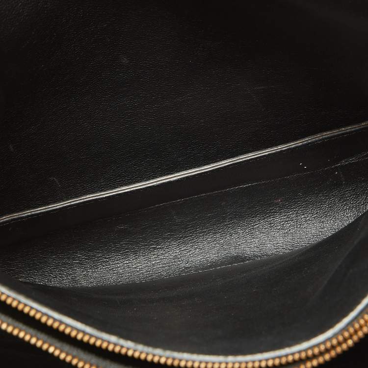 Pre Owned Celine Mustard/Black Leather Flap Blade Flap Bag