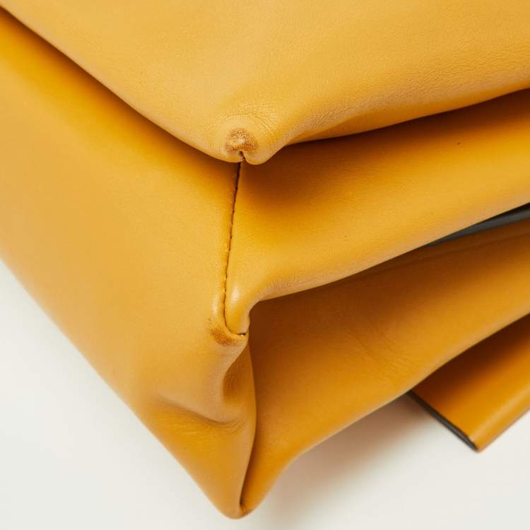 Pre Owned Celine Mustard/Black Leather Flap Blade Flap Bag