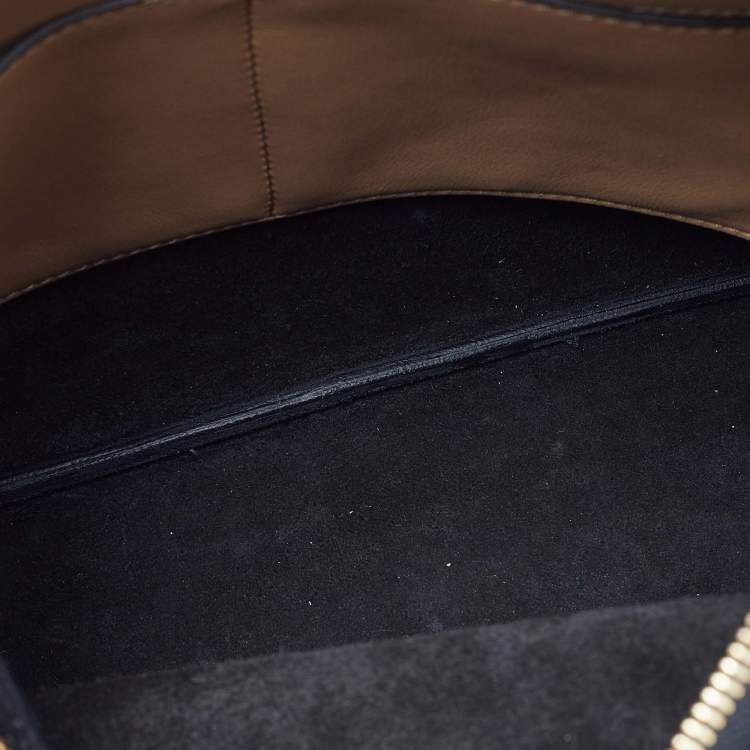 Pre Owned Celine Black/Beige Leather Soft Cube Satchel