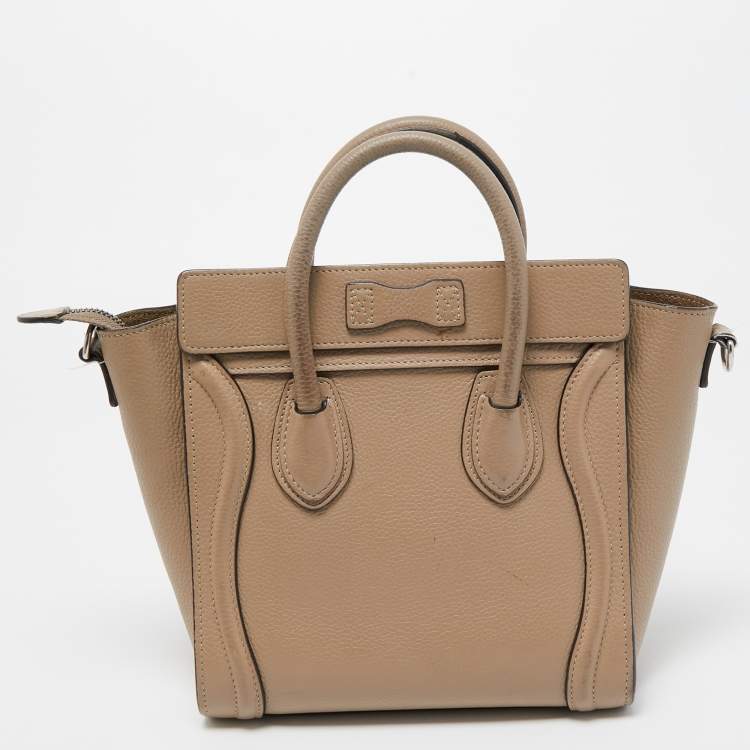 Pre Owned Céline Beige Leather Nano Luggage Tote