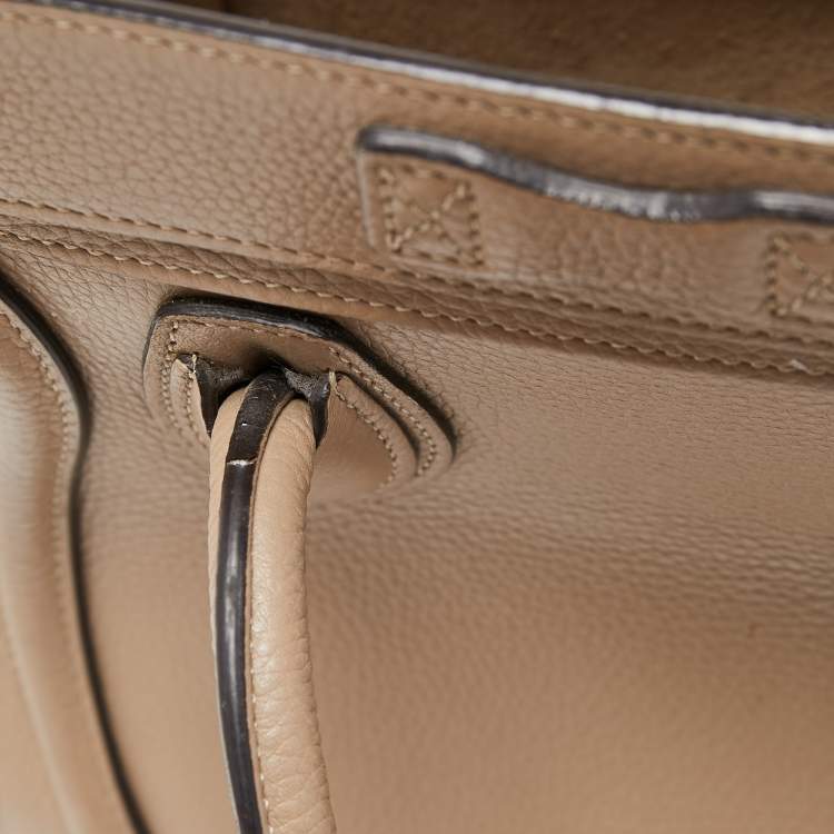 Pre Owned Céline Beige Leather Nano Luggage Tote