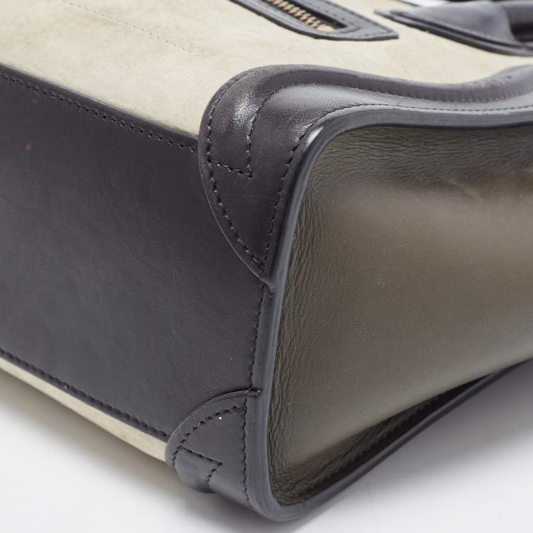 Pre Owned Celine Tricolor Nubuck and Leather Mini Luggage Tote