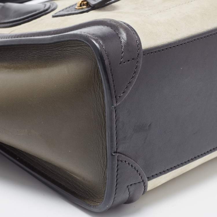 Pre Owned Celine Tricolor Nubuck and Leather Mini Luggage Tote