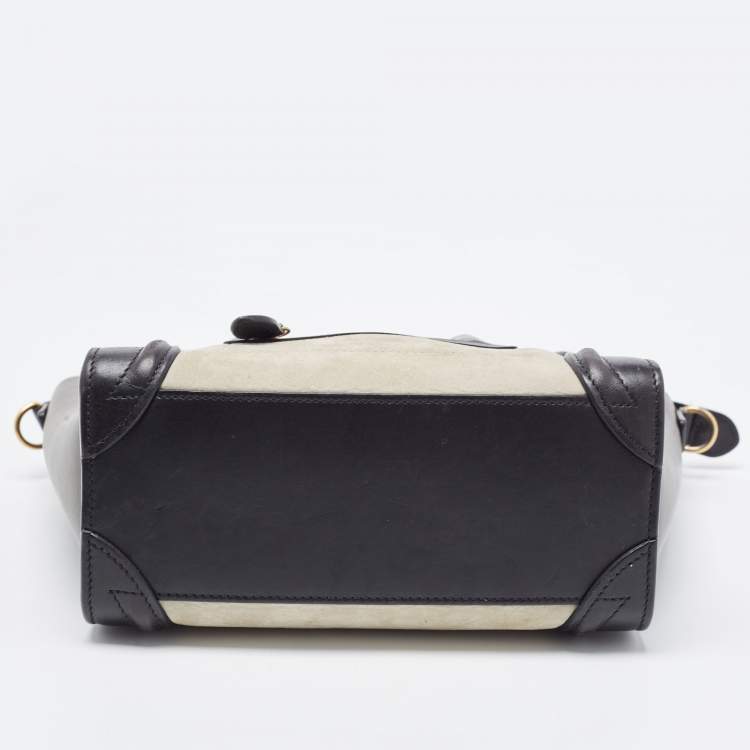 Pre Owned Celine Tricolor Nubuck and Leather Mini Luggage Tote