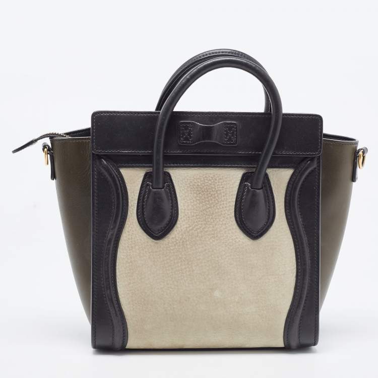 Pre Owned Celine Tricolor Nubuck and Leather Mini Luggage Tote