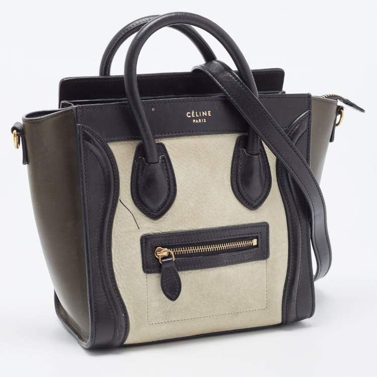 Pre Owned Celine Tricolor Nubuck and Leather Mini Luggage Tote