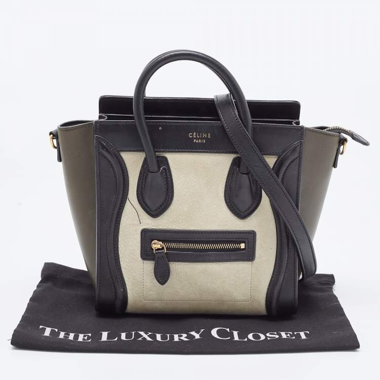 Pre Owned Celine Tricolor Nubuck and Leather Mini Luggage Tote