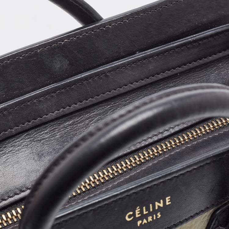 Pre Owned Celine Tricolor Nubuck and Leather Mini Luggage Tote