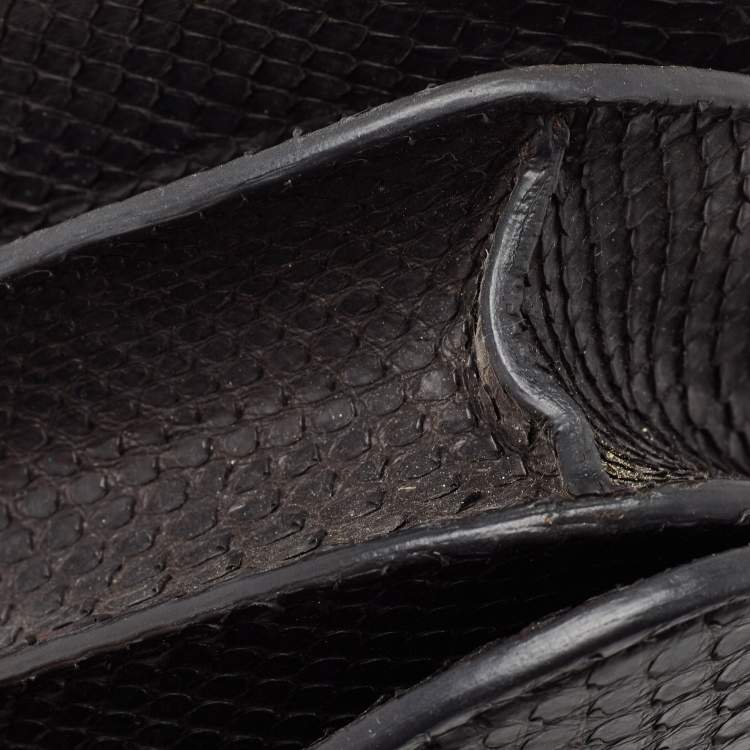 Pre Owned Celine Black Python Medium Classic Box Shoulder Bag