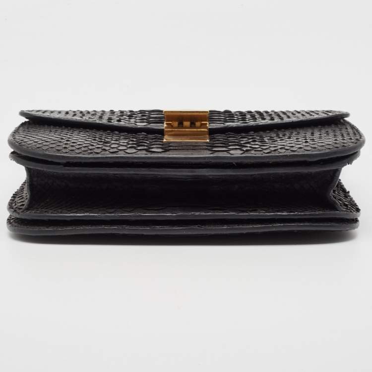 Pre Owned Celine Black Python Medium Classic Box Shoulder Bag