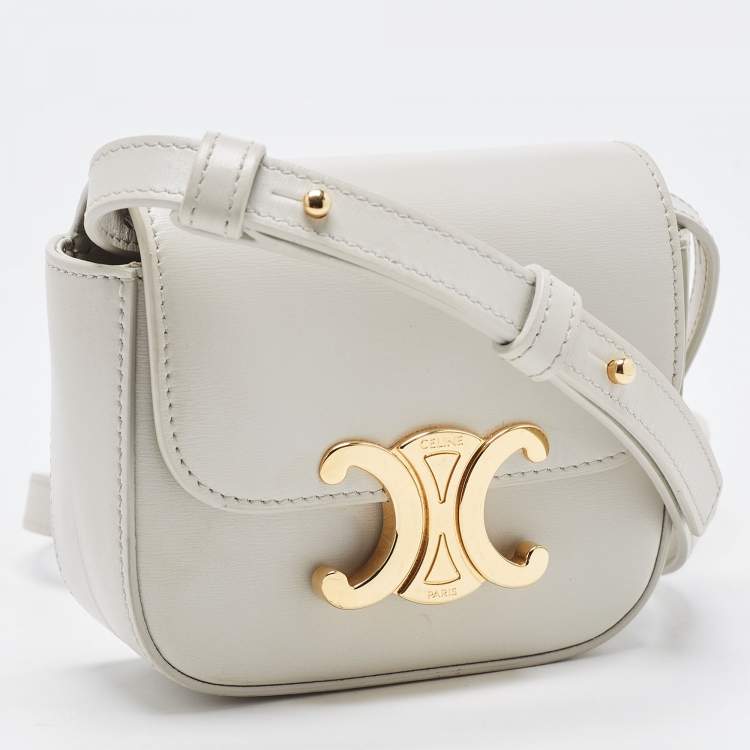 Pre Owned Celine Off-White Leather Mini Claude Shoulder Bag