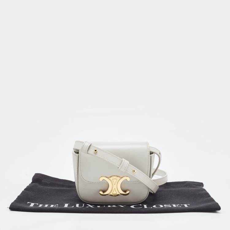 Pre Owned Celine Off-White Leather Mini Claude Shoulder Bag