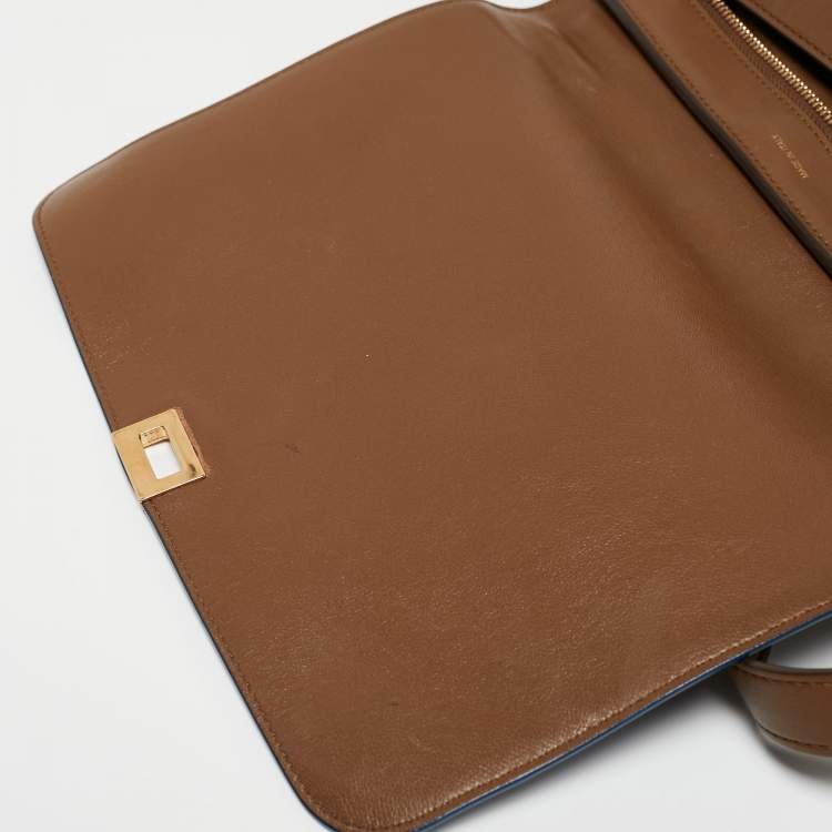 Pre Owned Celine Tri Color Leather and Suede Medium Trapeze Bag