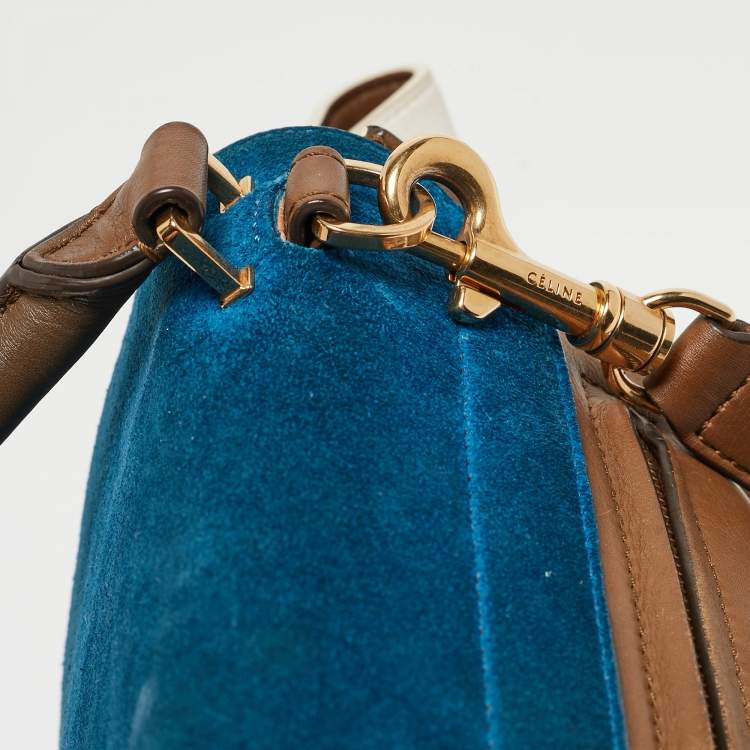 Pre Owned Celine Tri Color Leather and Suede Medium Trapeze Bag