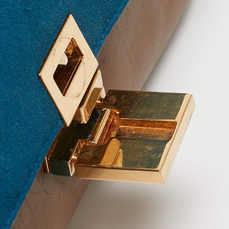 Pre Owned Celine Tri Color Leather and Suede Medium Trapeze Bag