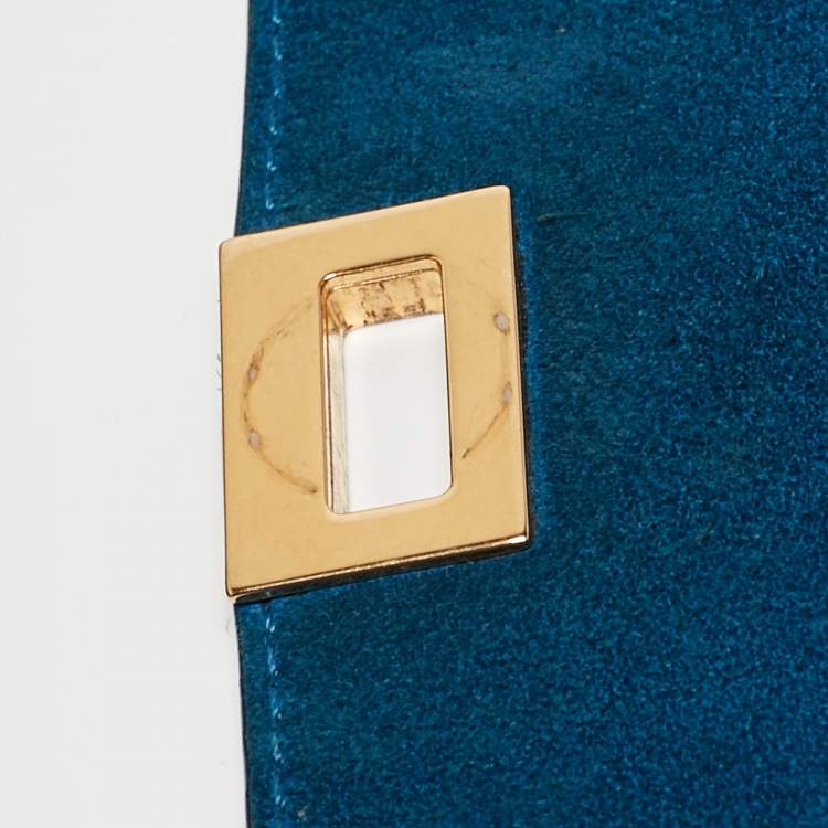 Pre Owned Celine Tri Color Leather and Suede Medium Trapeze Bag